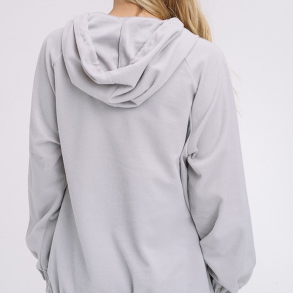 NWT Light Gray Felt Quarter Zip Hoodie - Picture 7 of 7